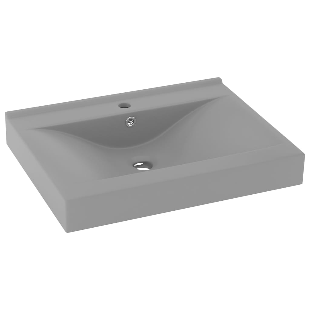 luksuriøs håndvask m. vandhanehul 60x46 cm keramik mat lysegrå