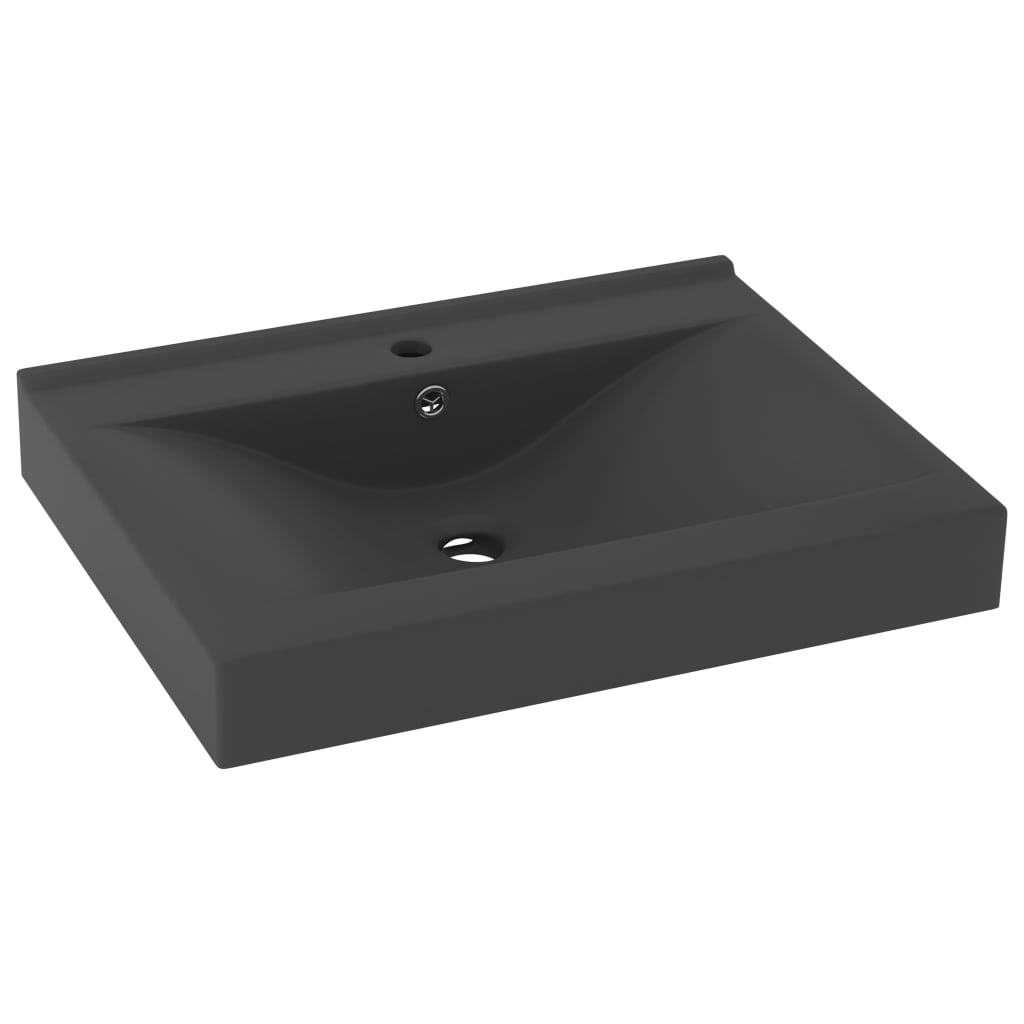 luksuriøs håndvask vandhanehul 60x46 cm keramik mat mørkegrå