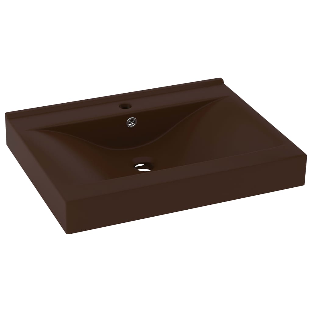 luksuriøs håndvask vandhanehul 60x46 cm keramik mat mørkebrun