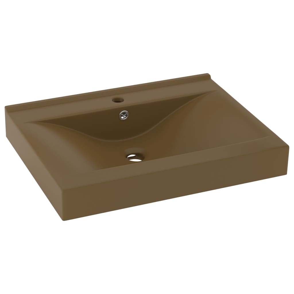 luksuriøs håndvask med vandhanehul 60x46 cm keramisk mat creme