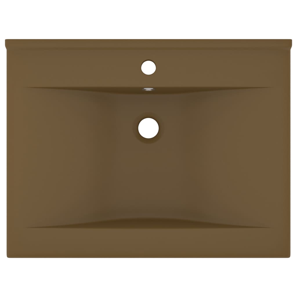 luksuriøs håndvask med vandhanehul 60x46 cm keramisk mat creme