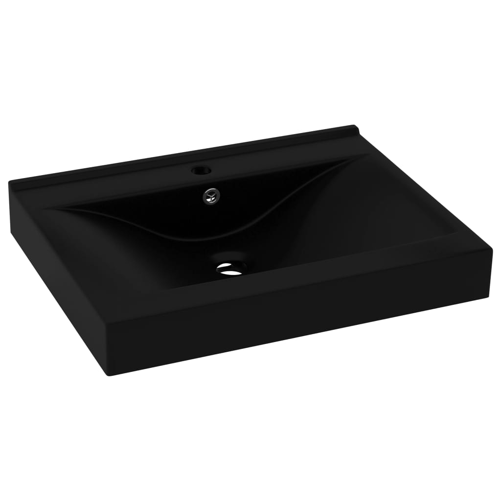 luksuriøs håndvask med vandhanehul 60x46 cm keramisk mat sort