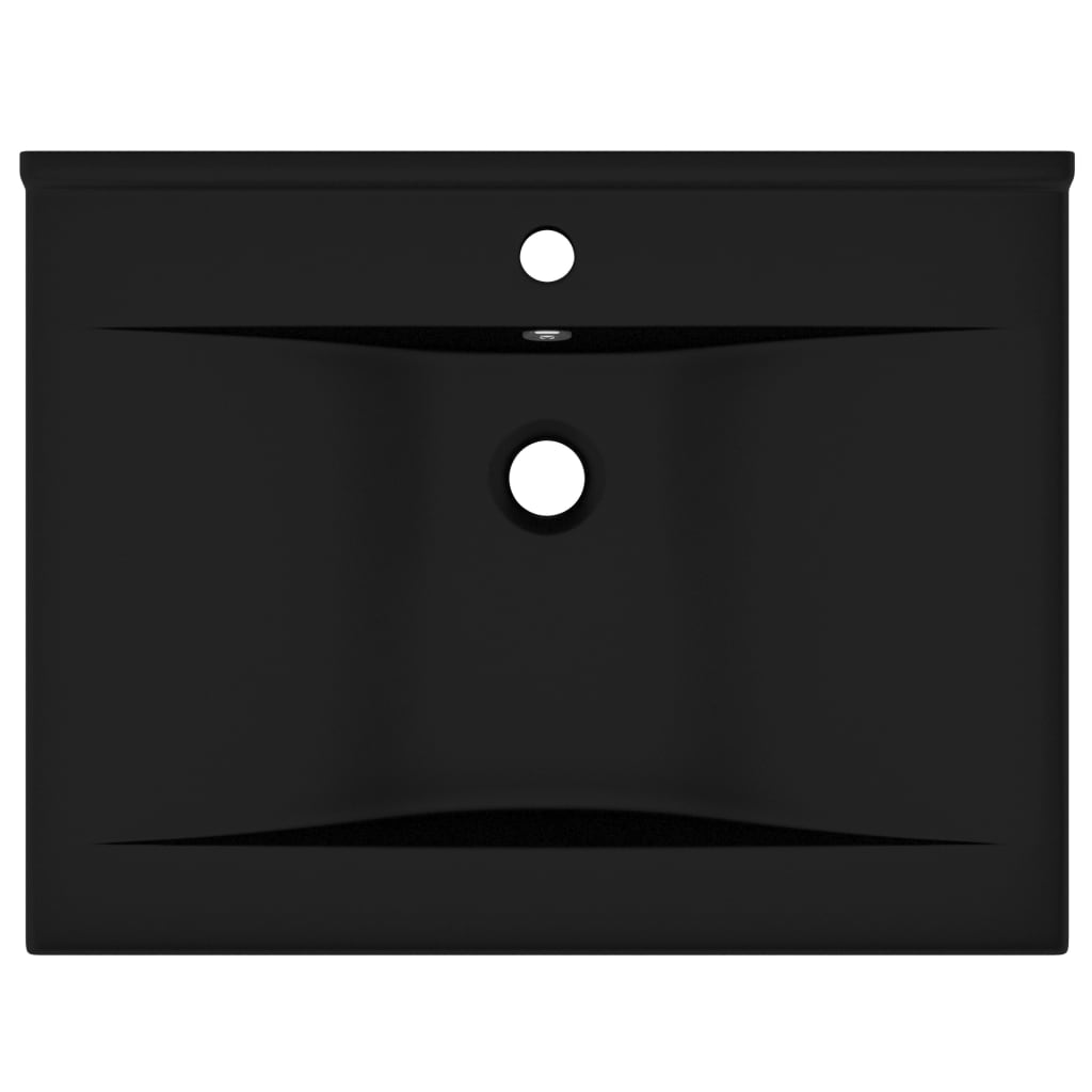 luksuriøs håndvask med vandhanehul 60x46 cm keramisk mat sort