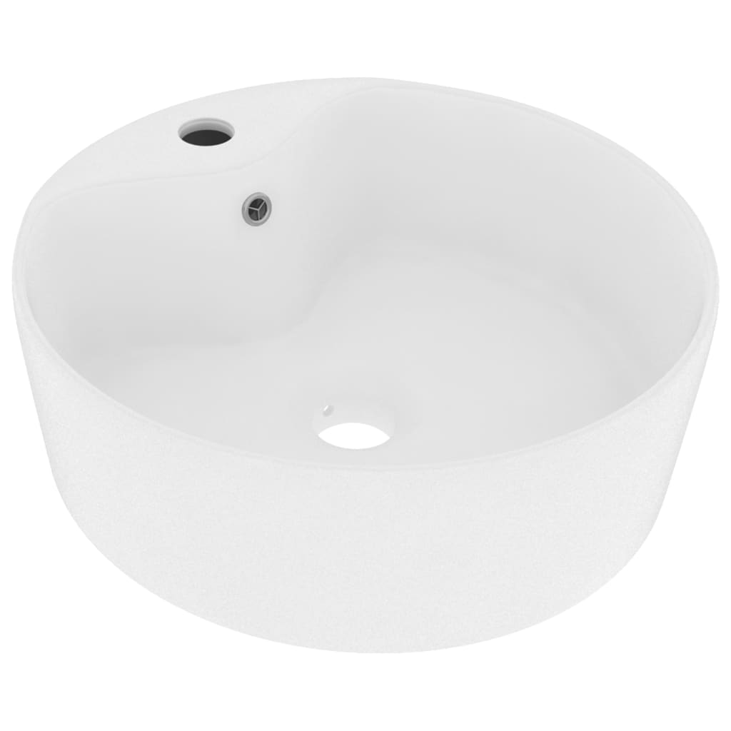 luksuriøs håndvask med overløb 36x13 cm keramik mat hvid