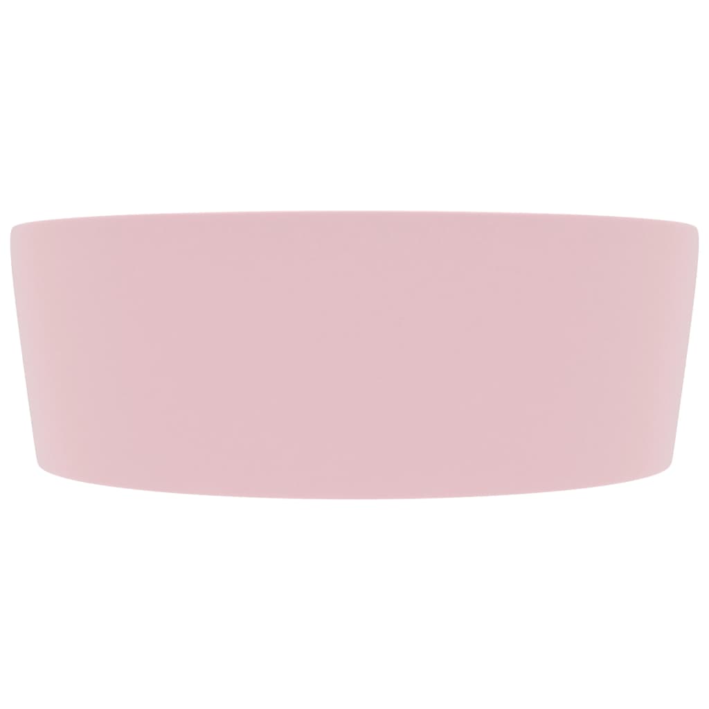 luksuriøs håndvask med overløb 36x13 cm keramik mat pink