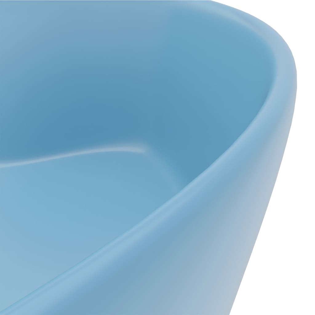 luksuriøs håndvask med overløb 36x13 cm keramik mat lyseblå