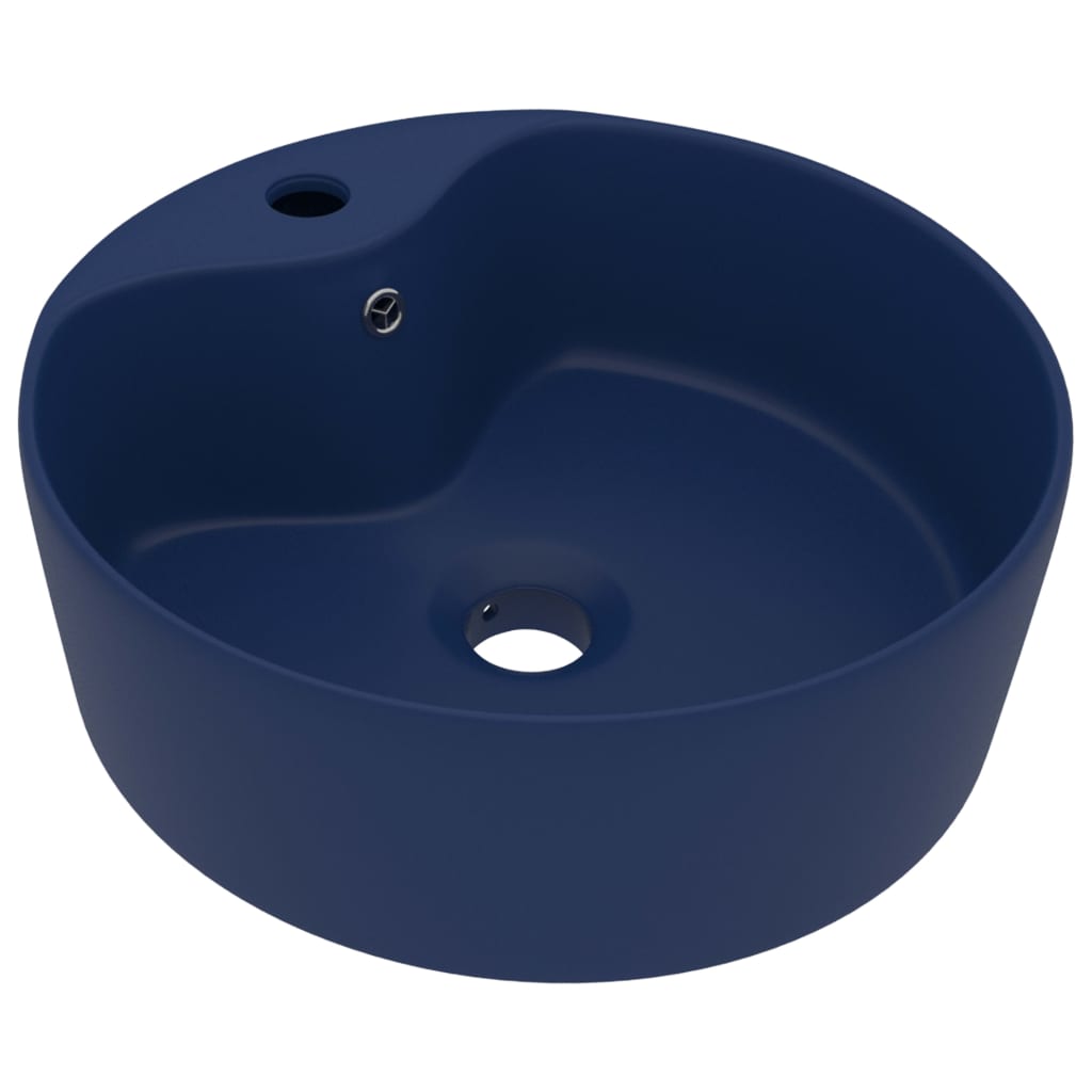 luksuriøs håndvask med overløb 36x13 cm keramik mat mørkeblå