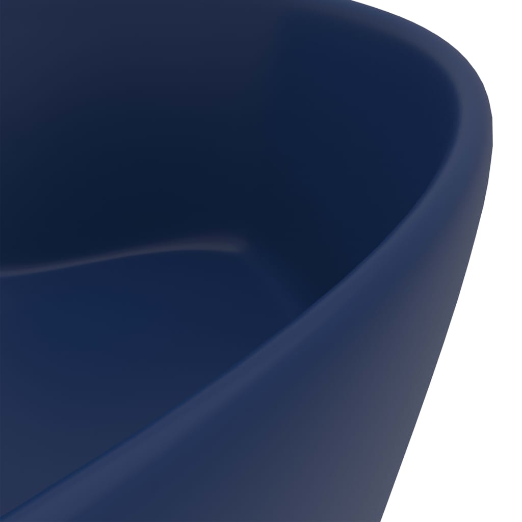 luksuriøs håndvask med overløb 36x13 cm keramik mat mørkeblå