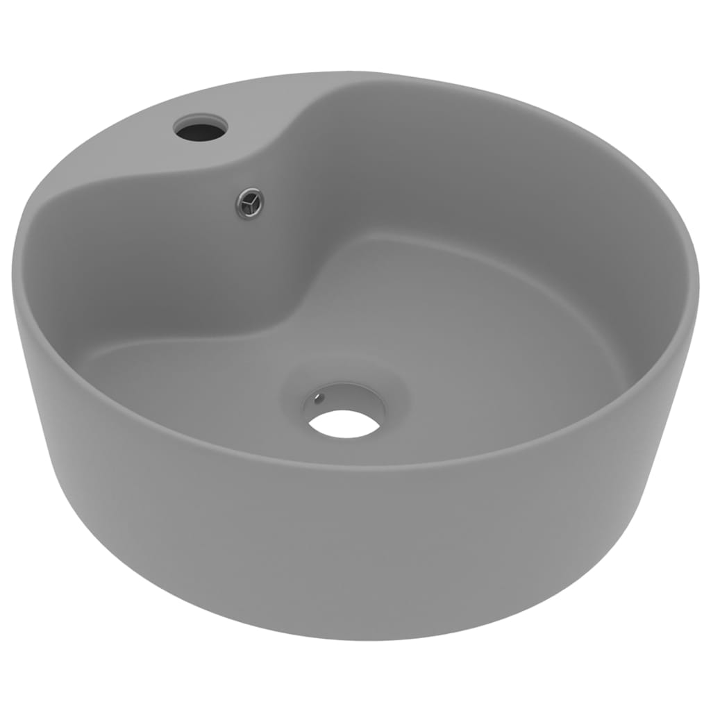 luksuriøs håndvask med overløb 36x13 cm keramik mat lysegrå