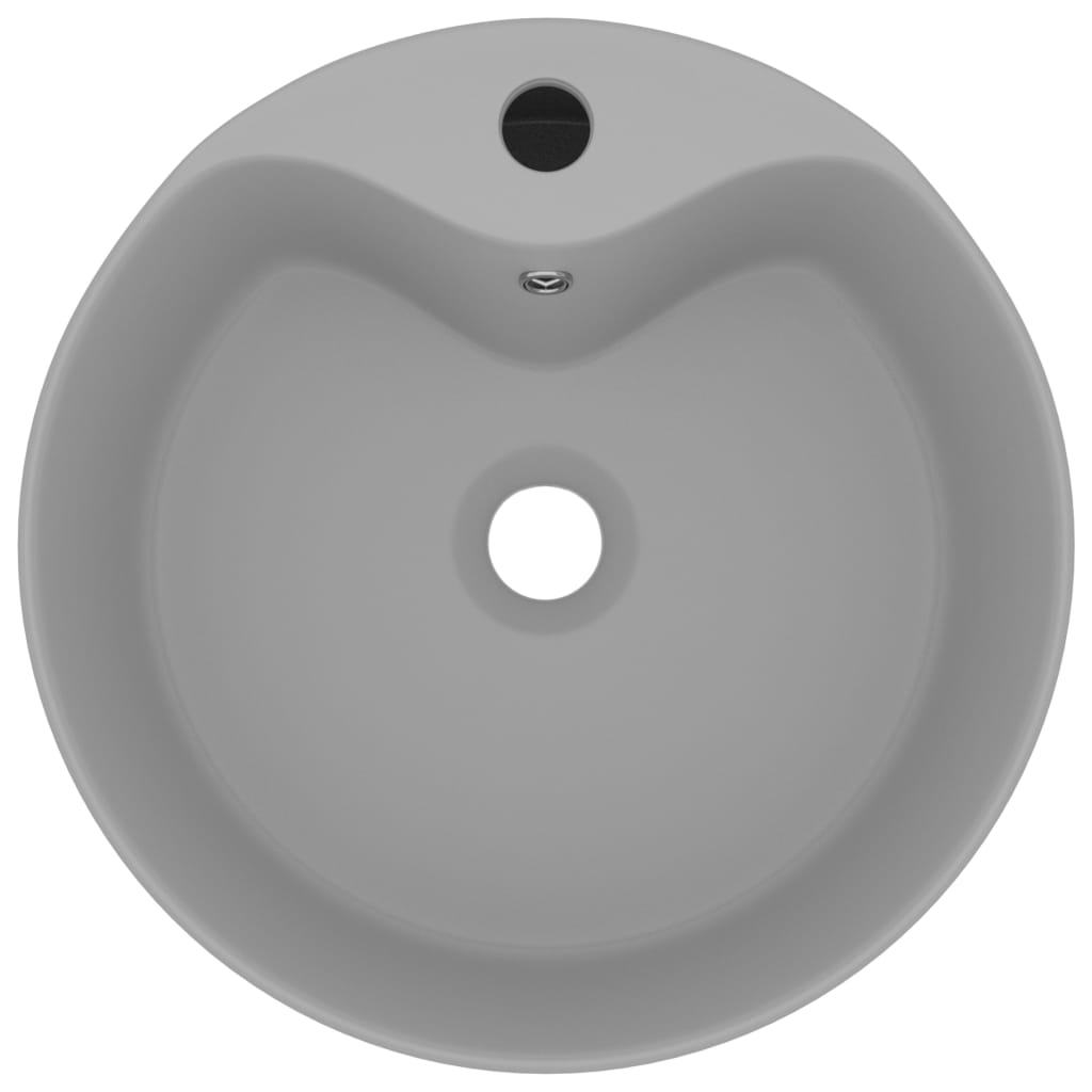 luksuriøs håndvask med overløb 36x13 cm keramik mat lysegrå