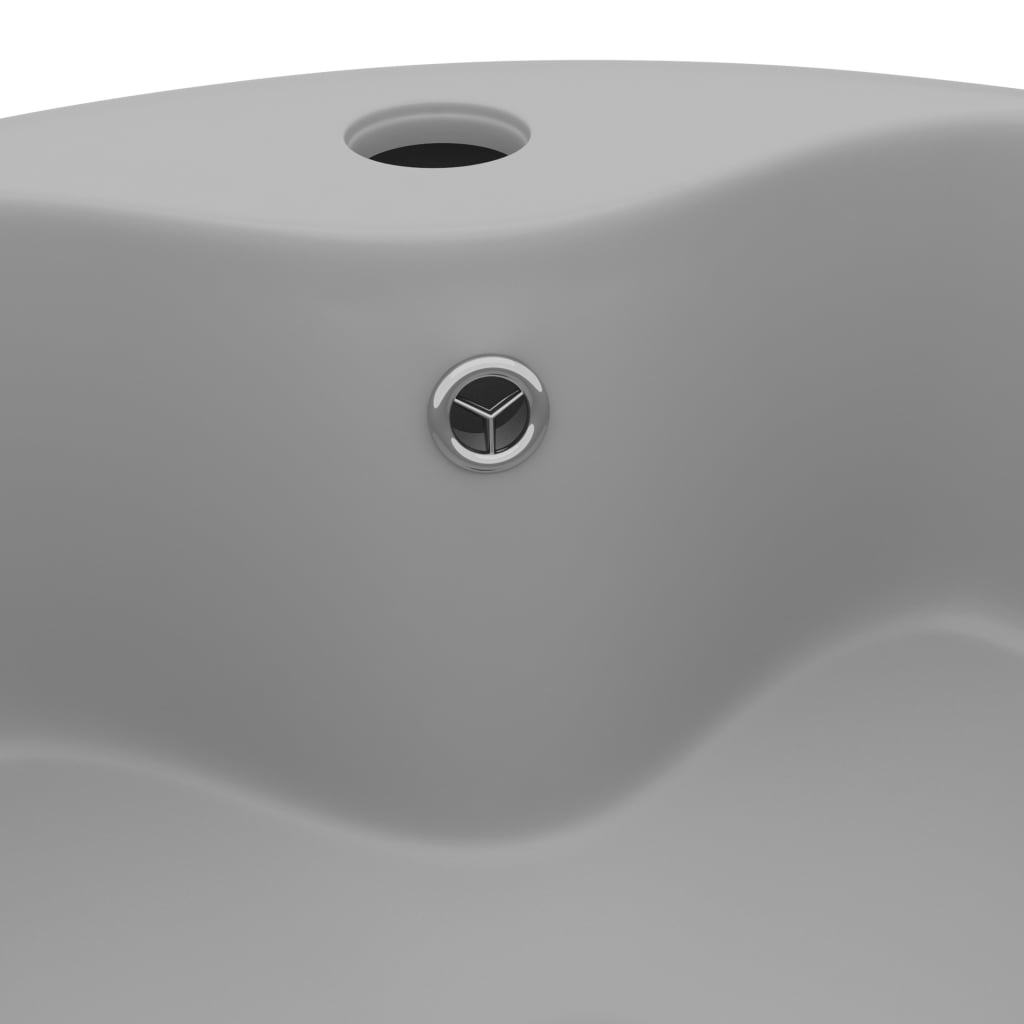 luksuriøs håndvask med overløb 36x13 cm keramik mat lysegrå