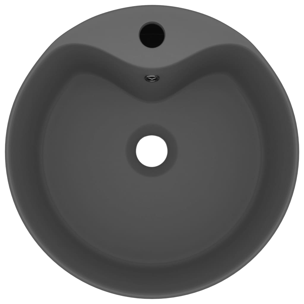 luksuriøs håndvask med overløb 36x13 cm keramik mat mørkegrå