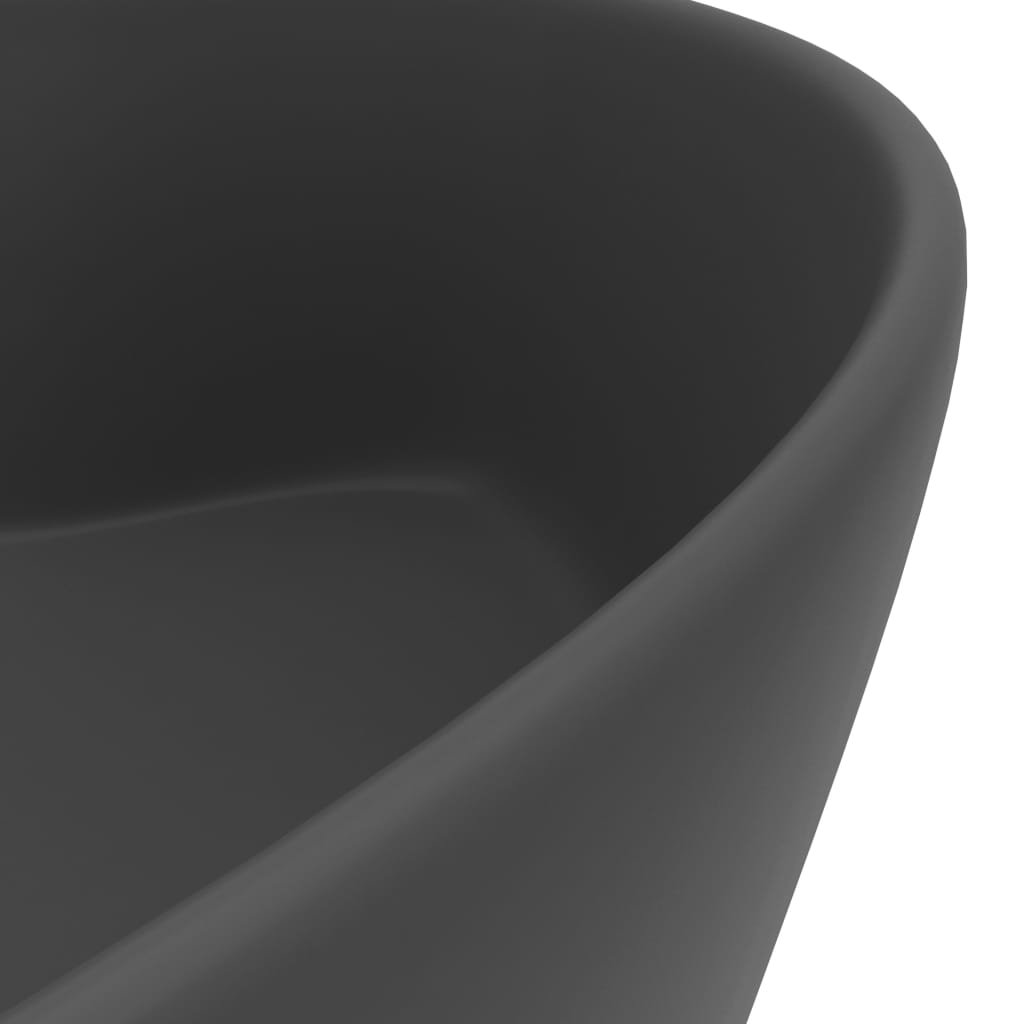 luksuriøs håndvask med overløb 36x13 cm keramik mat mørkegrå
