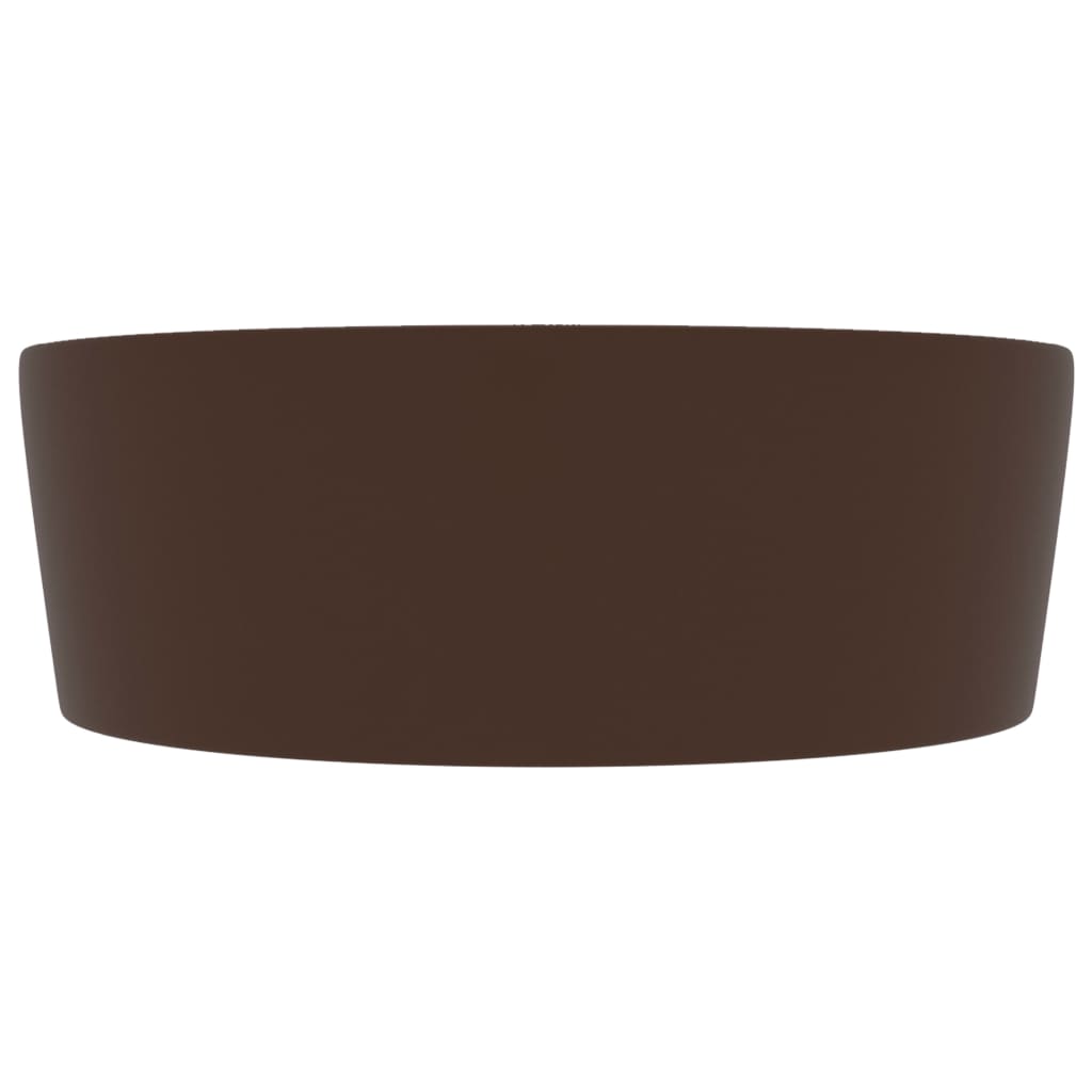 luksuriøs håndvask med overløb 36x13 cm keramik mat mørkebrun