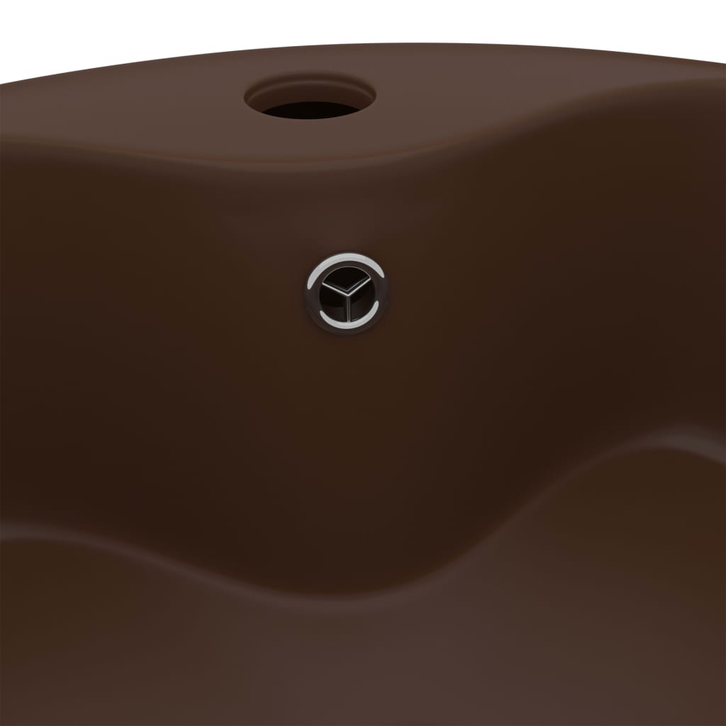 luksuriøs håndvask med overløb 36x13 cm keramik mat mørkebrun
