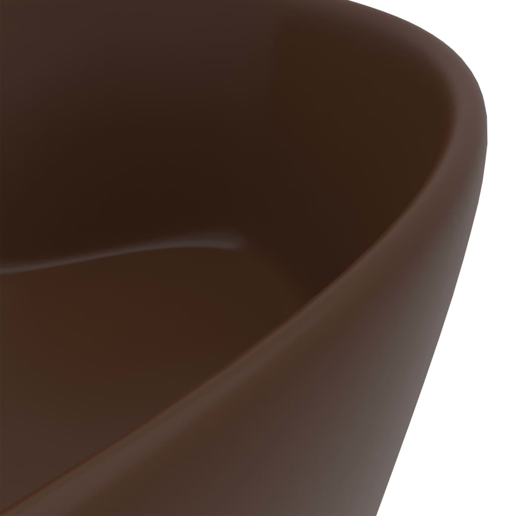 luksuriøs håndvask med overløb 36x13 cm keramik mat mørkebrun