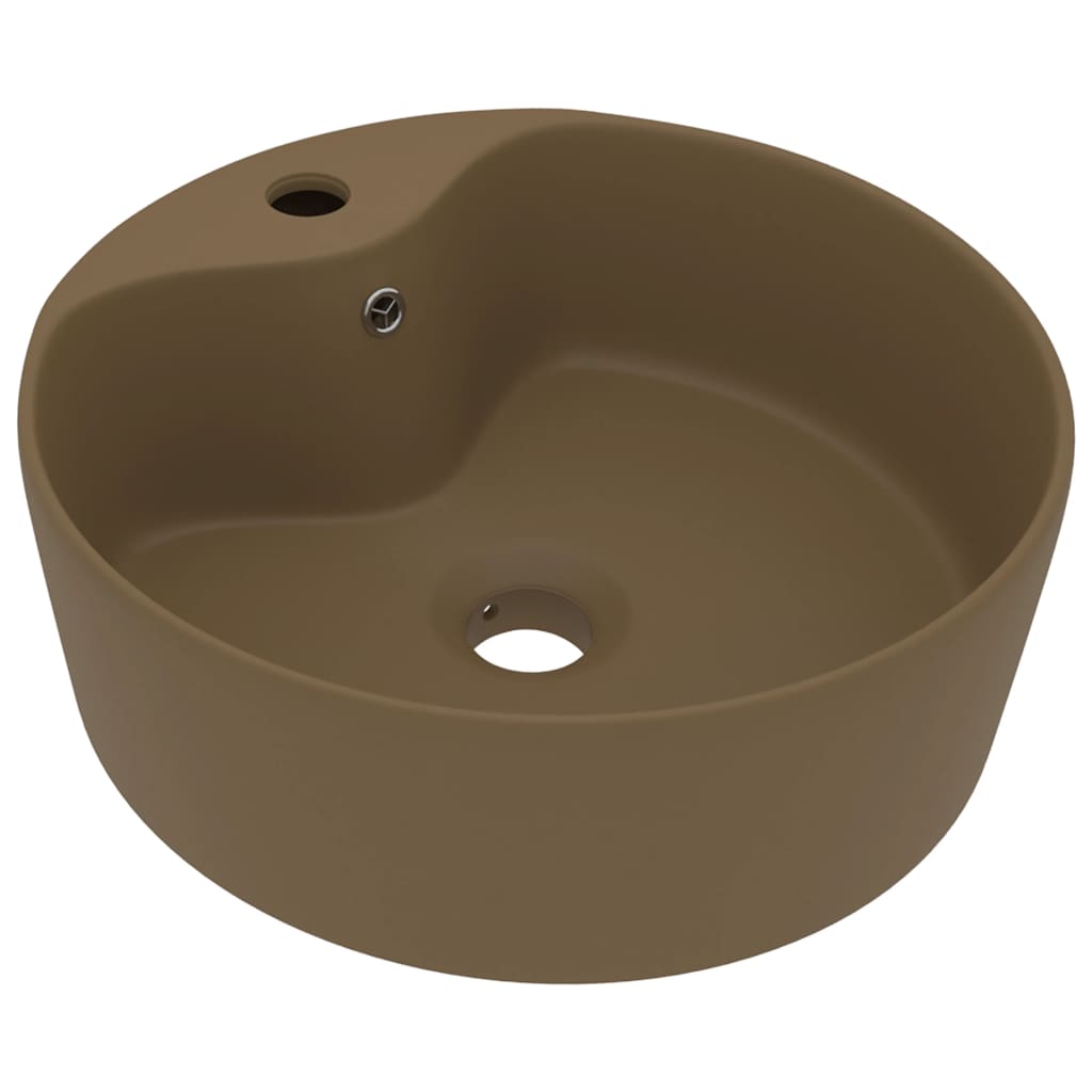 luksuriøs håndvask med overløb 36x13 cm keramik mat cremefarvet