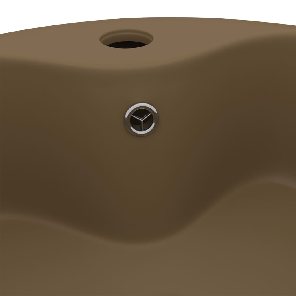 luksuriøs håndvask med overløb 36x13 cm keramik mat cremefarvet