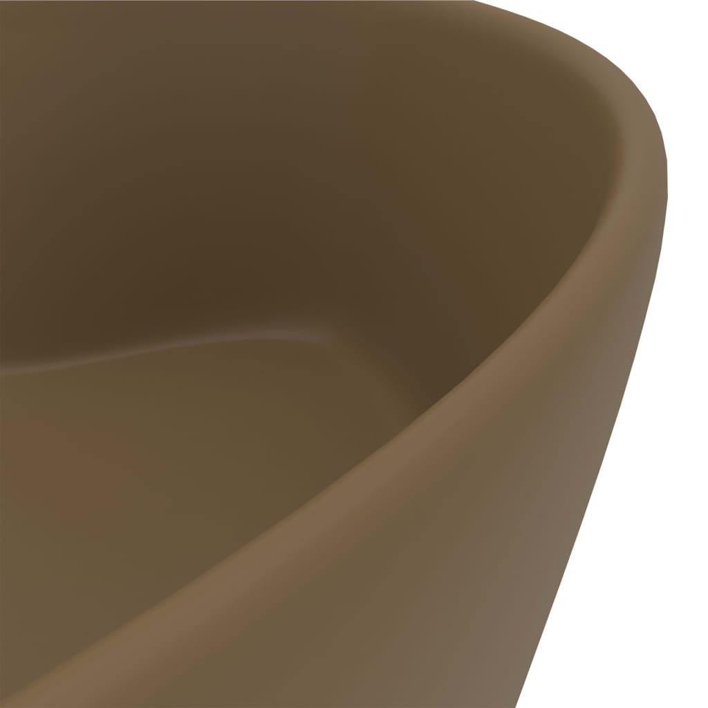 luksuriøs håndvask med overløb 36x13 cm keramik mat cremefarvet