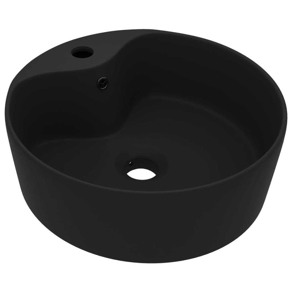 luksuriøs håndvask med overløb 36x13 cm keramik mat sort