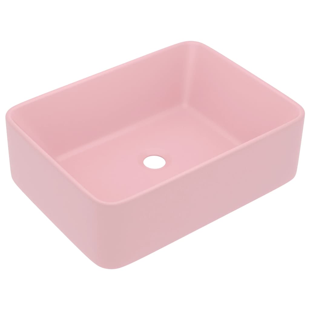 luksushåndvask 41x30x12 cm keramik mat lyserød