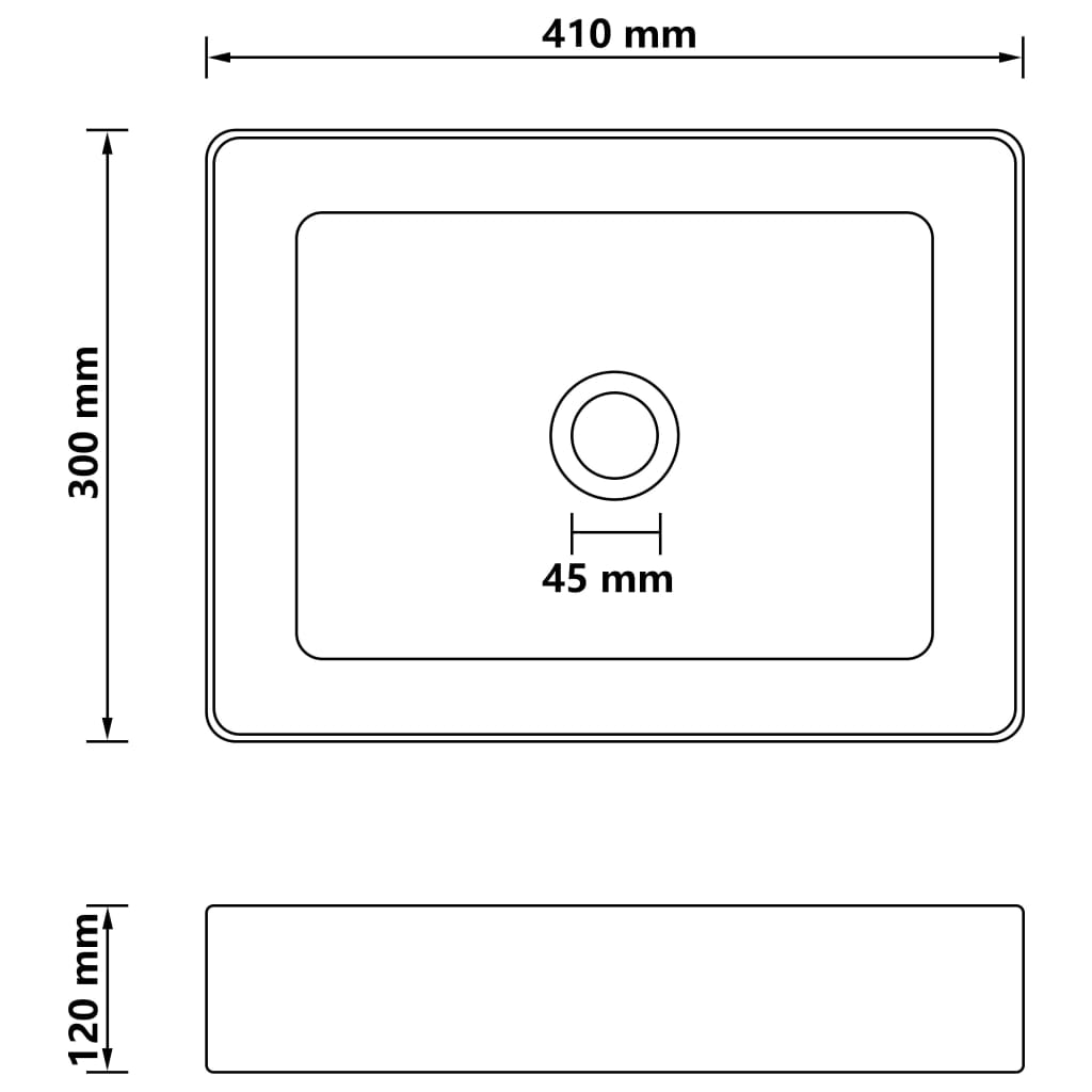 luksushåndvask 41x30x12 cm keramik mat cremefarvet