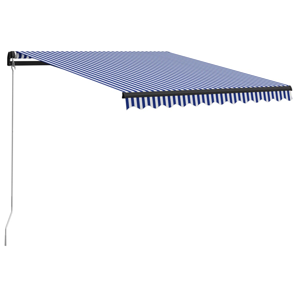 foldemarkise manuel betjening 350x250 cm blå og hvid
