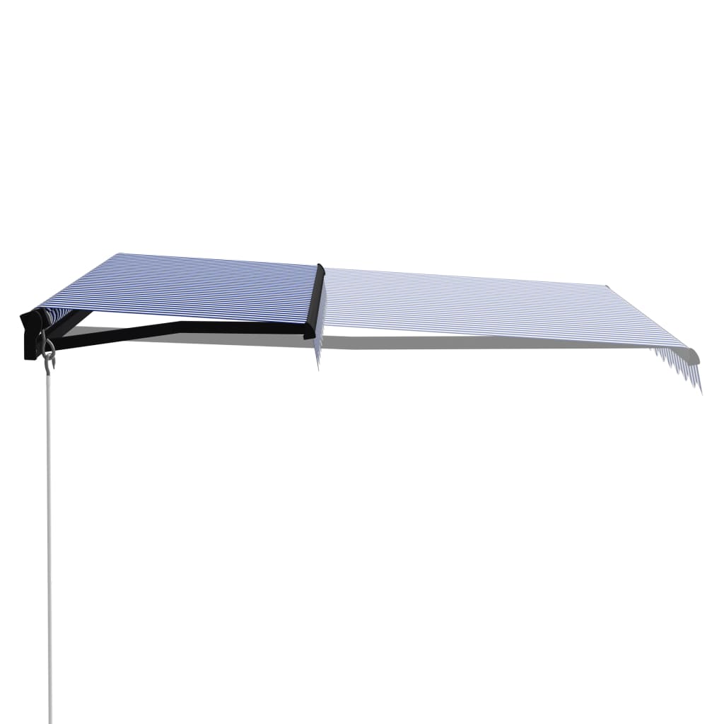 foldemarkise manuel betjening 350x250 cm blå og hvid