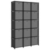 reol med 15 rum og kasser 103x30x175,5 cm stof sort