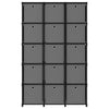 reol med 15 rum og kasser 103x30x175,5 cm stof sort