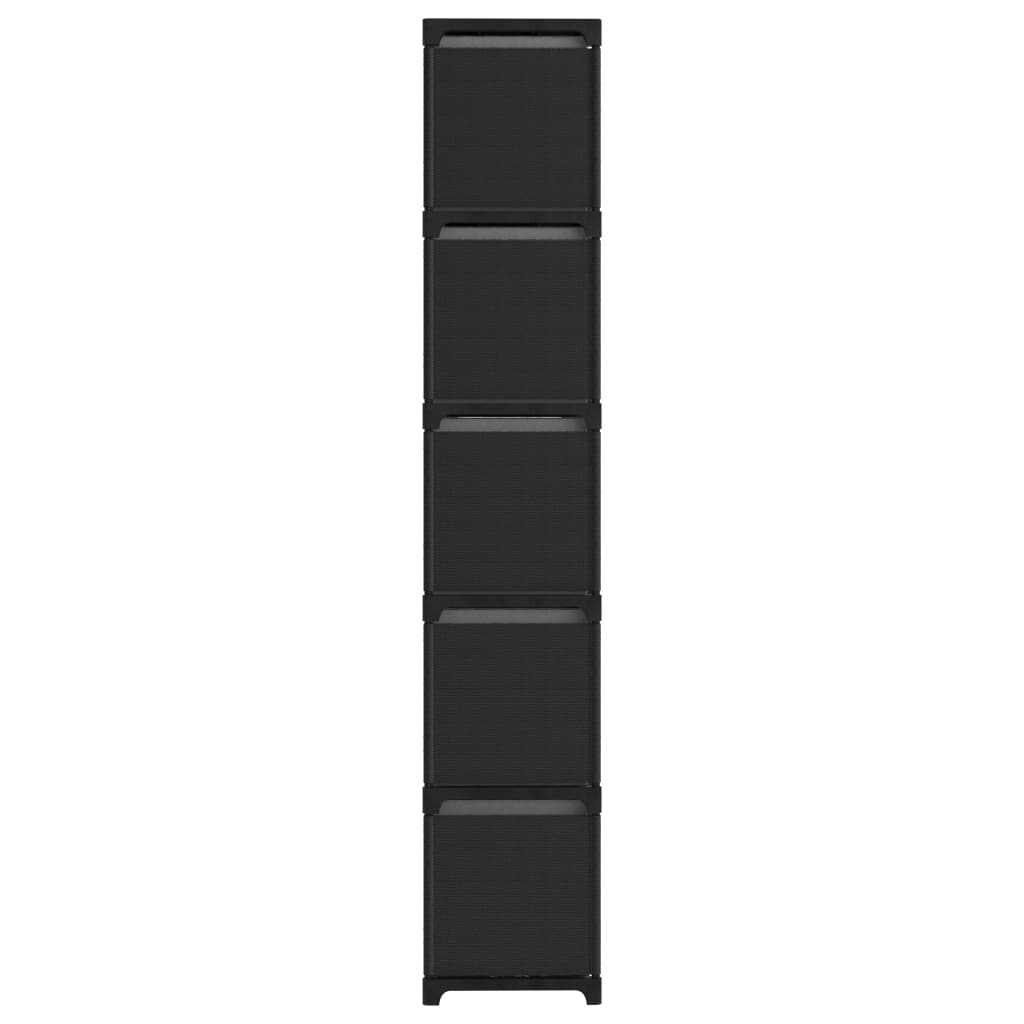 reol med 15 rum og kasser 103x30x175,5 cm stof sort