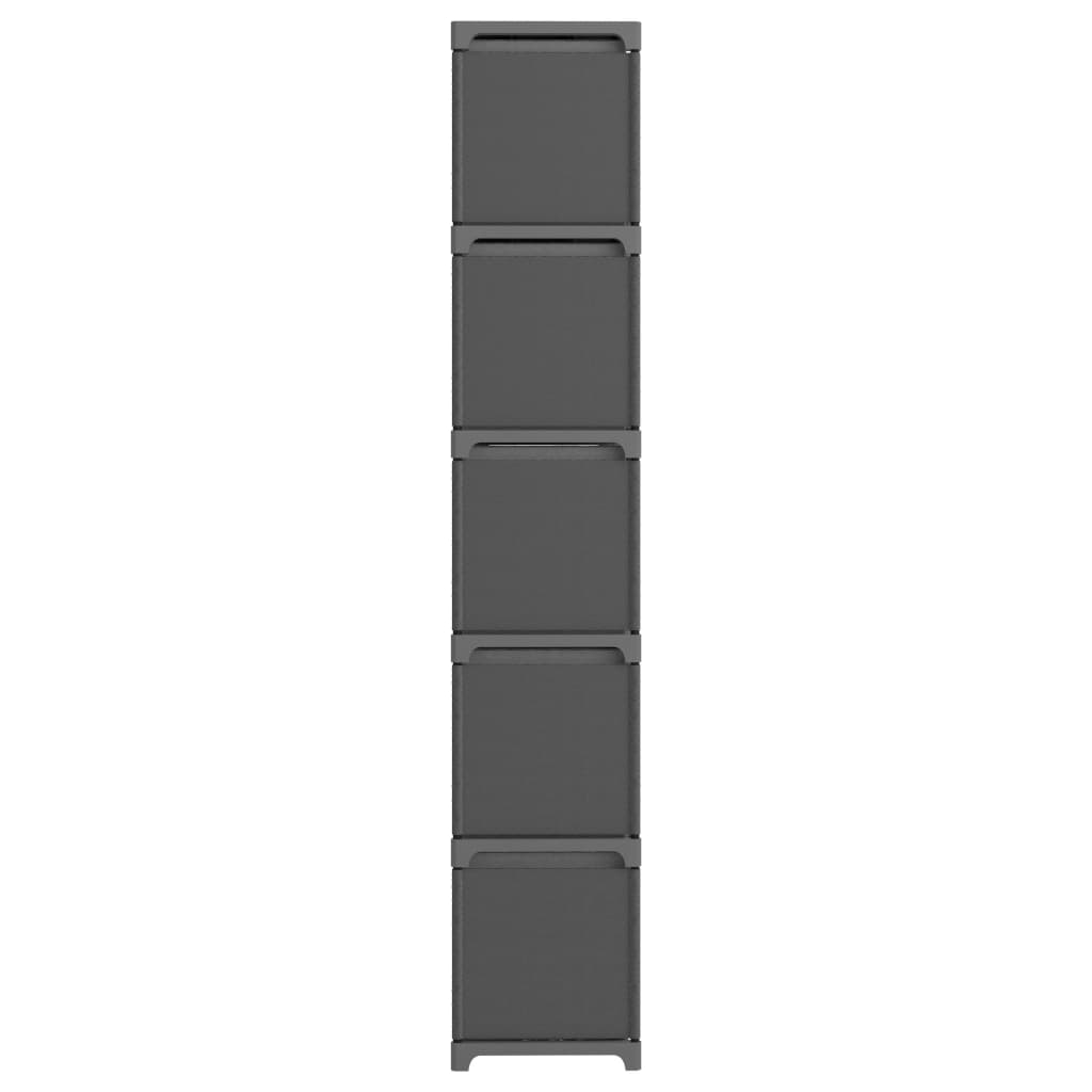 reol med 15 rum og kasser 103x30x175,5 cm stof grå