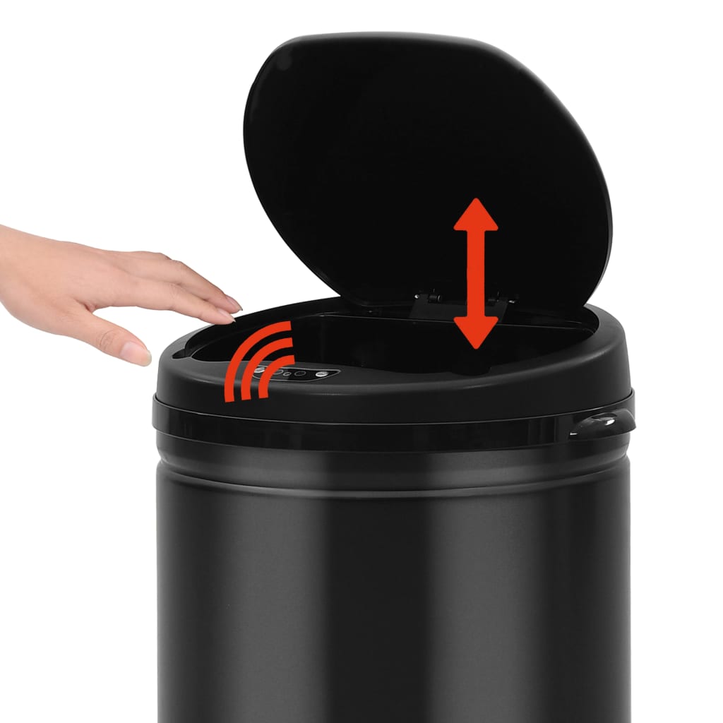 affaldsspand med sensor 50 l kulstofstål sort