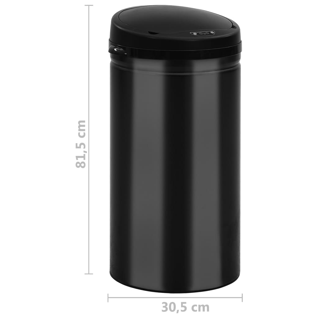 affaldsspand med sensor 50 l kulstofstål sort