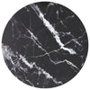 bordplade Ø70x0,8 cm hærdet glas med marmordesign sort