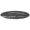 bordplade Ø70x0,8 cm hærdet glas med marmordesign sort