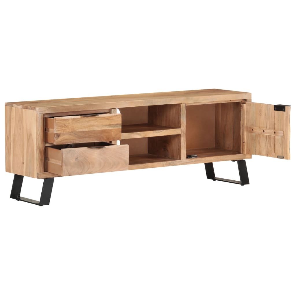 tv-skab 120x30x42 cm massivt akacietræ med naturlig kant