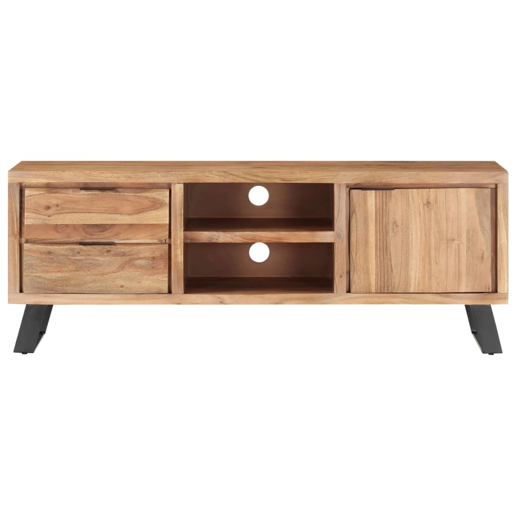 tv-skab 120x30x42 cm massivt akacietræ med naturlig kant