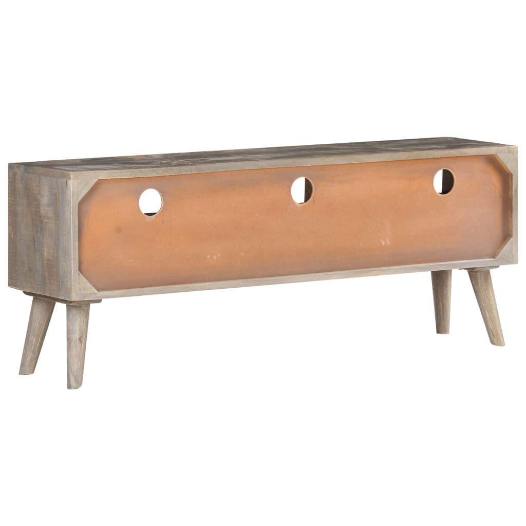 tv-skab 130x35x51 cm massivt ru mangotræ grå