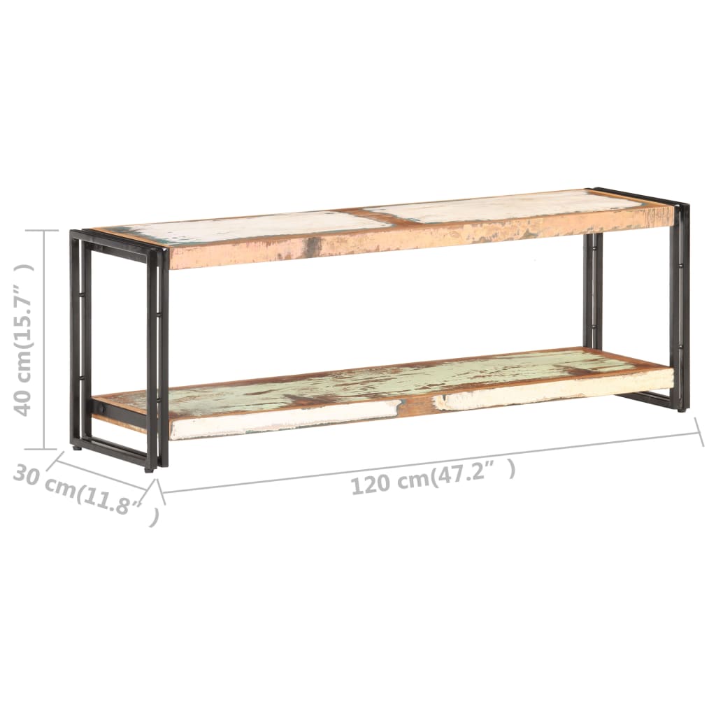 tv-skab 120x30x40 cm massivt genbrugstræ og stål
