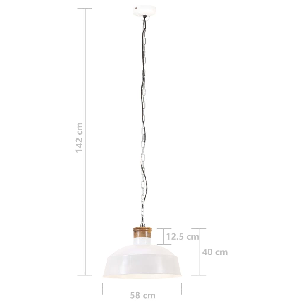 industriel hængelampe 58 cm E27 hvid