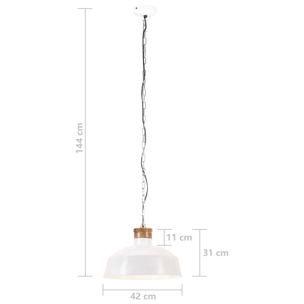 industriel hængelampe 42 cm E27 hvid