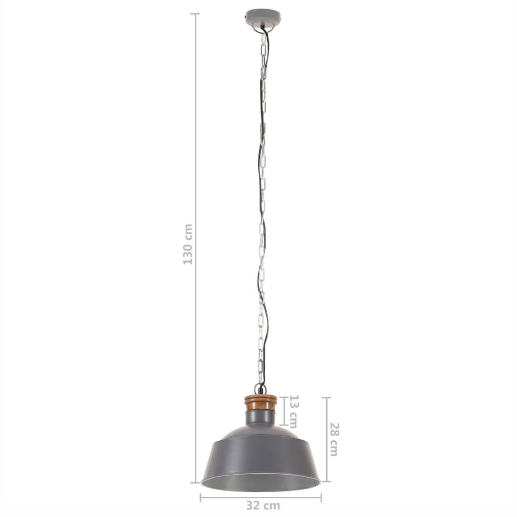 industriel hængelampe 32 cm E27 grå