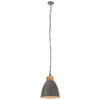 industriel pendel 35 cm E27 jern og massivt træ grå