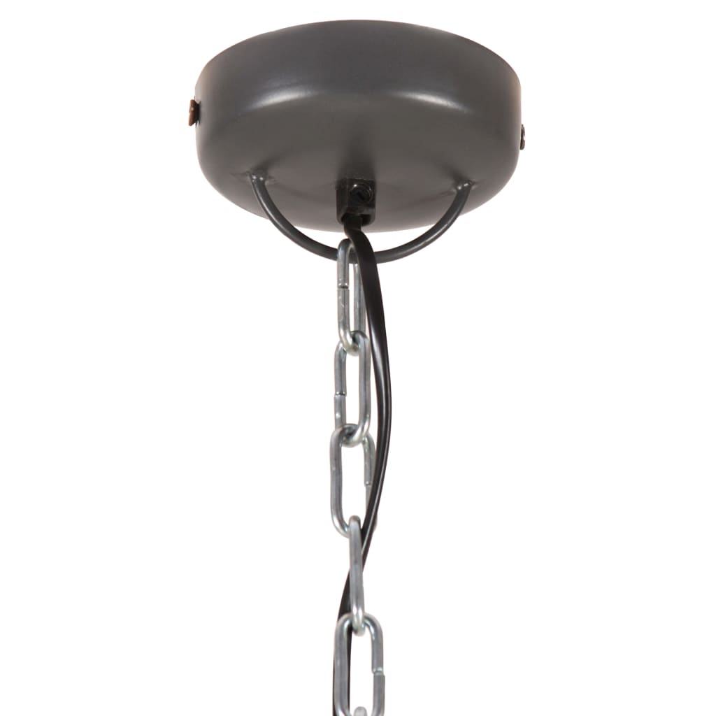industriel pendel 35 cm E27 jern og massivt træ grå