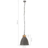 industriel pendel 35 cm E27 jern og massivt træ grå