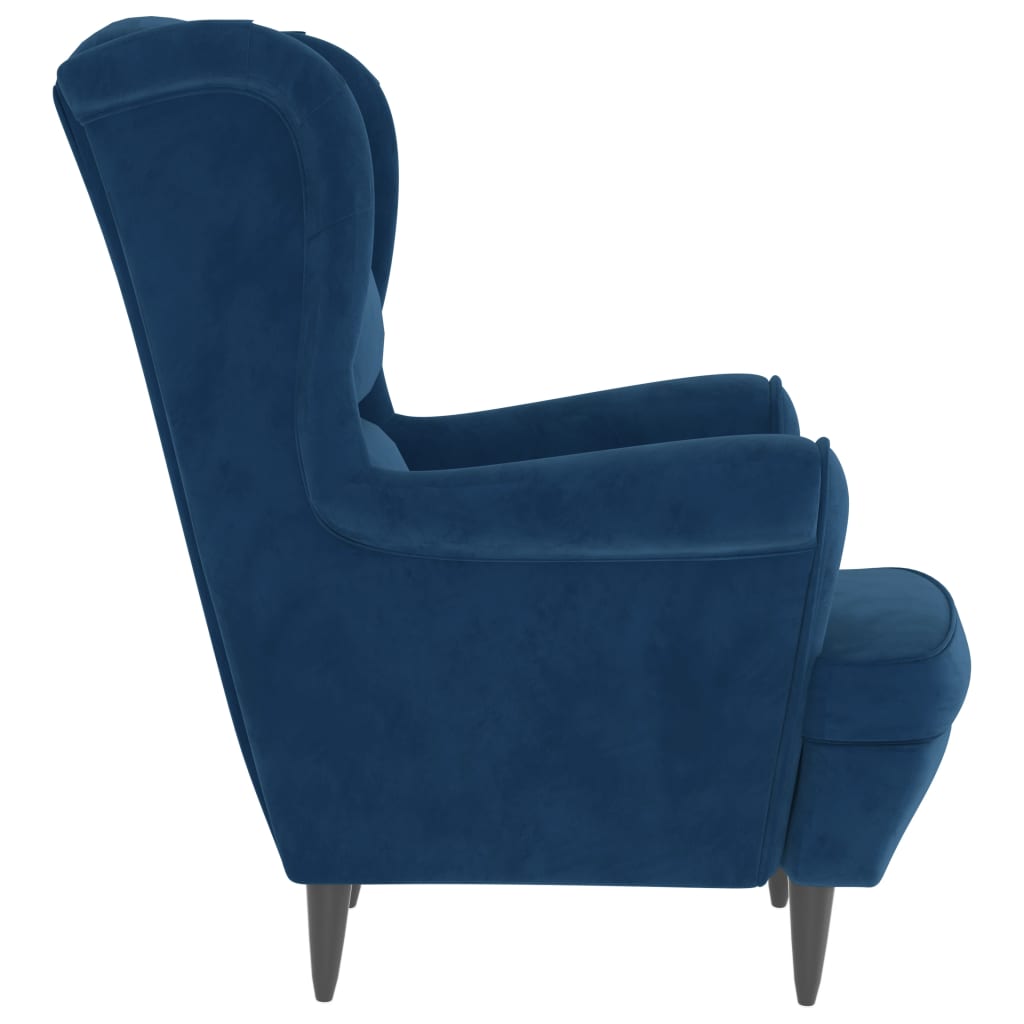 lænestol velour blå
