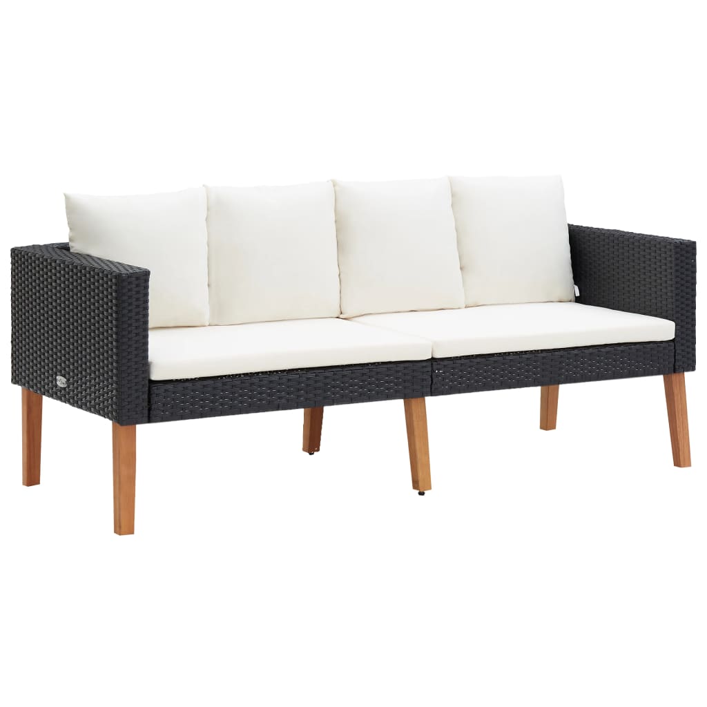 2-personers havesofa med hynder polyrattan sort