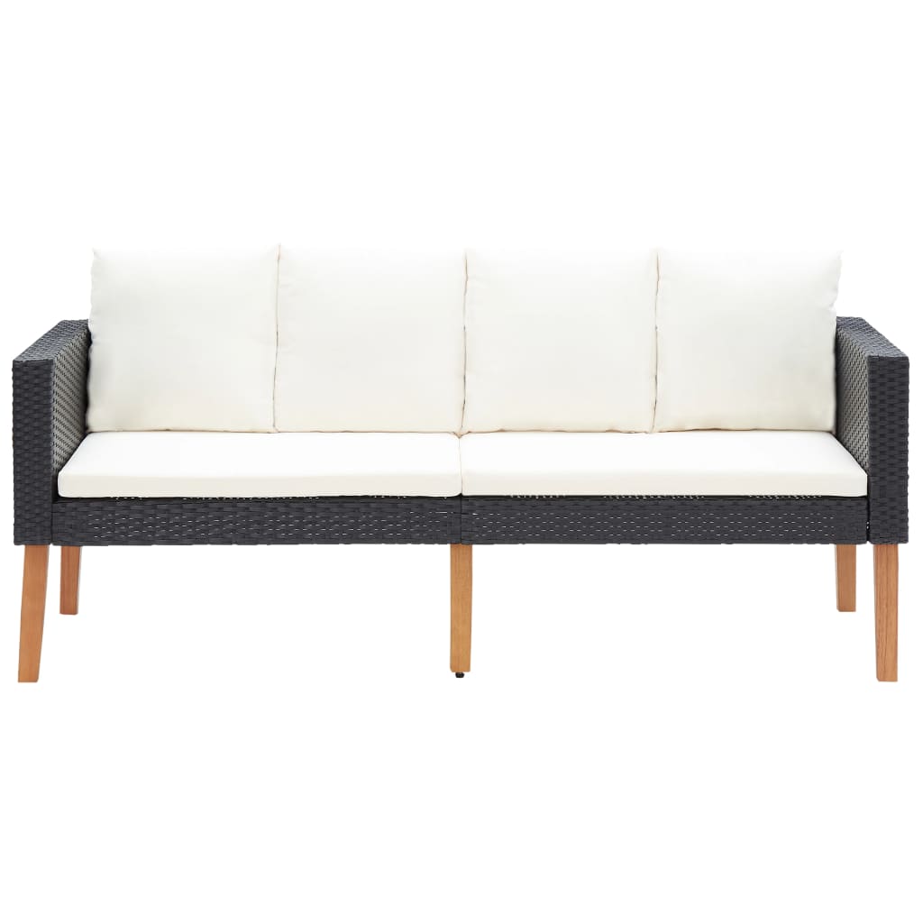 2-personers havesofa med hynder polyrattan sort