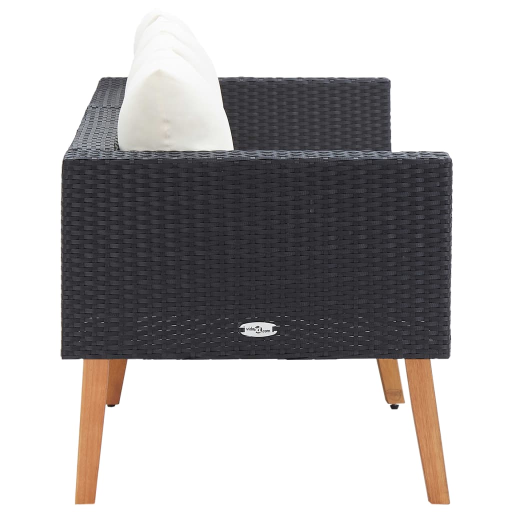 2-personers havesofa med hynder polyrattan sort